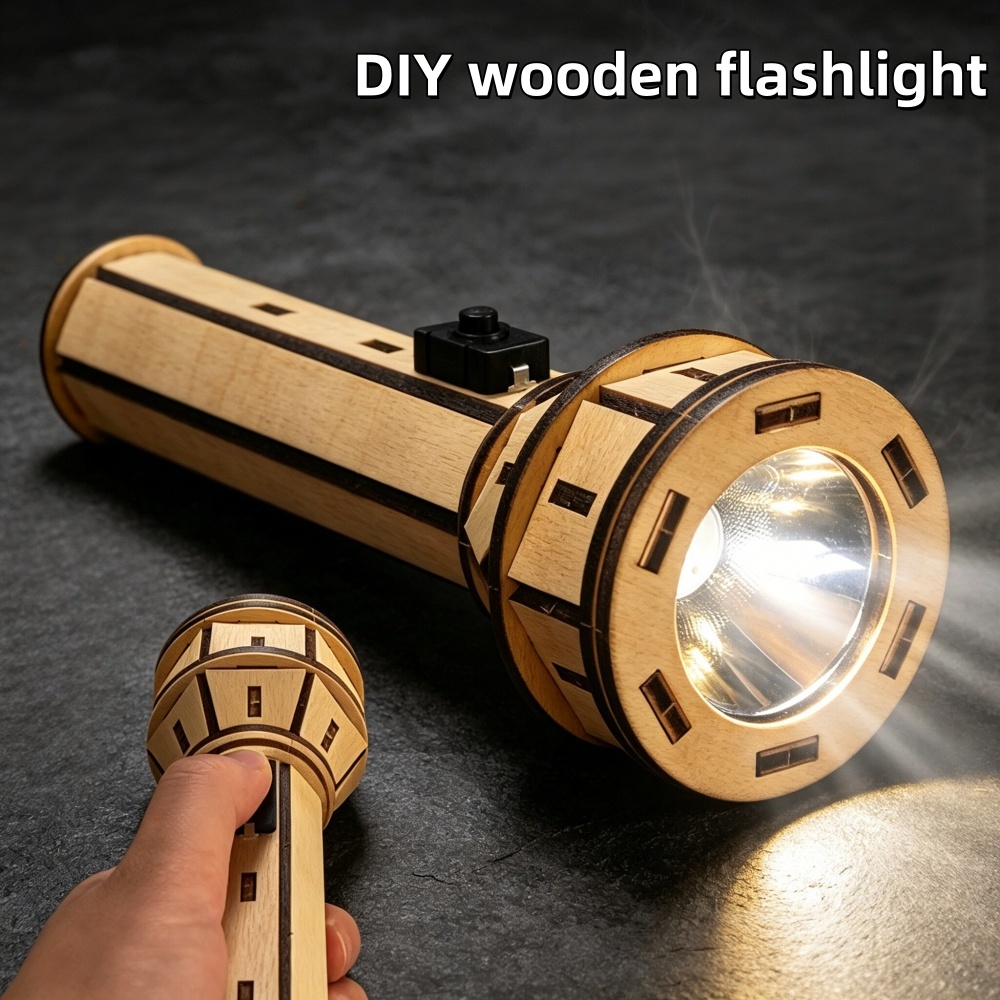 Science Project Diy - Wooden DIY Flashlight Puzzle Kit STEM