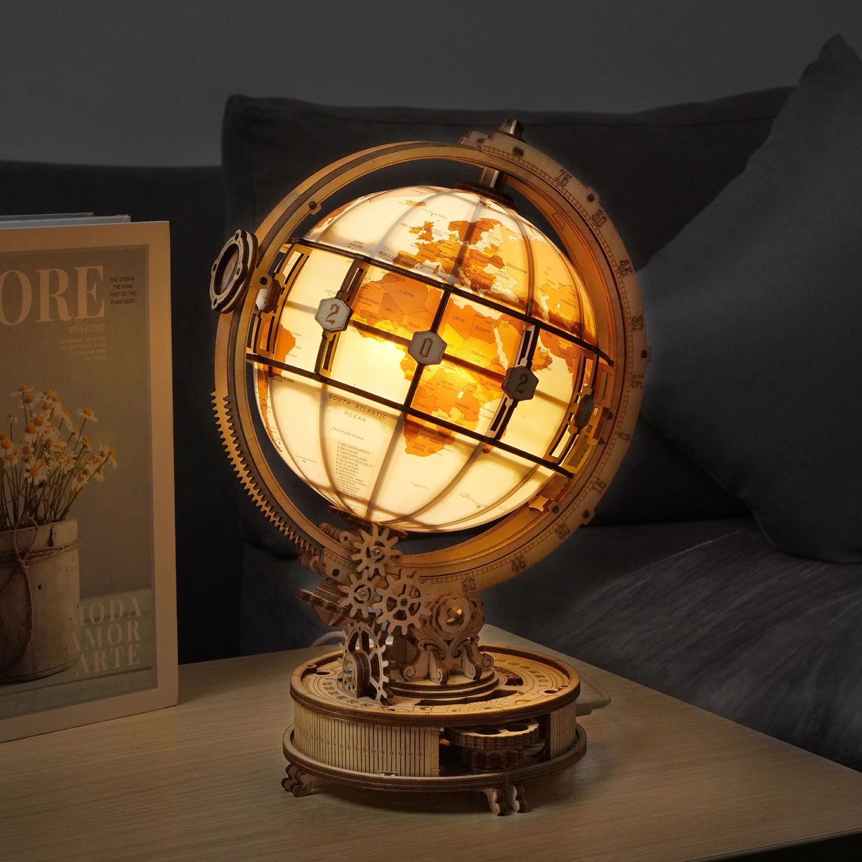 Solar System Orrery - Wooden Globe Lamp 3D Puzzle Games