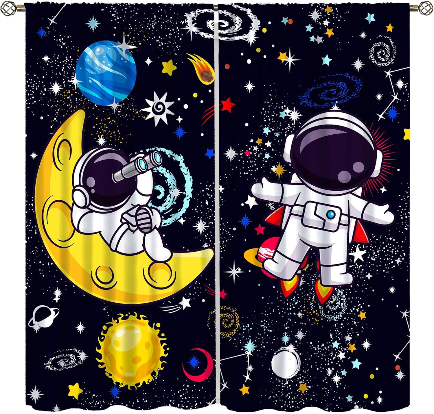 Science Nursery - Galaxy Science Curtain Decoration Boho Cosmic