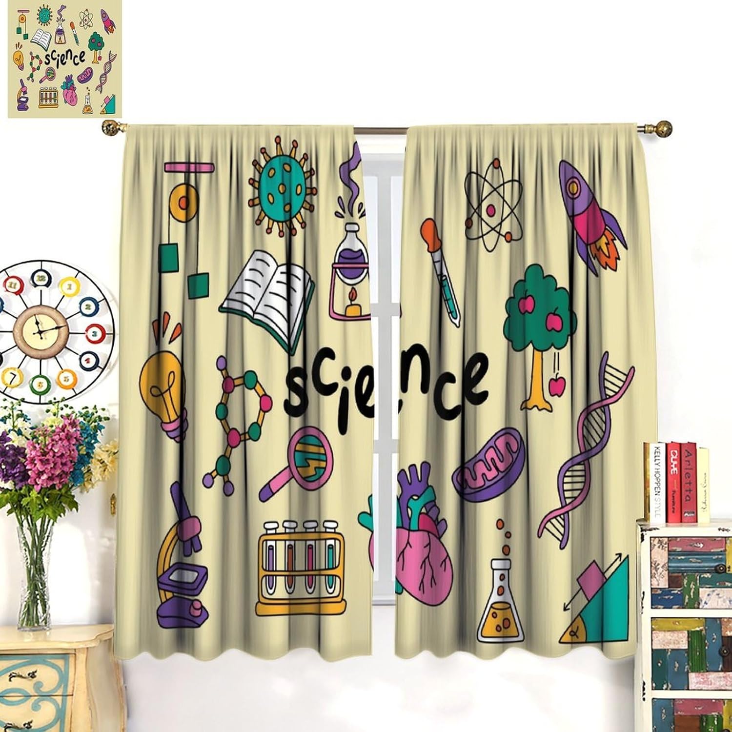 Science Theme Curtains 2pcs Ed - Science Nursery recension och pris