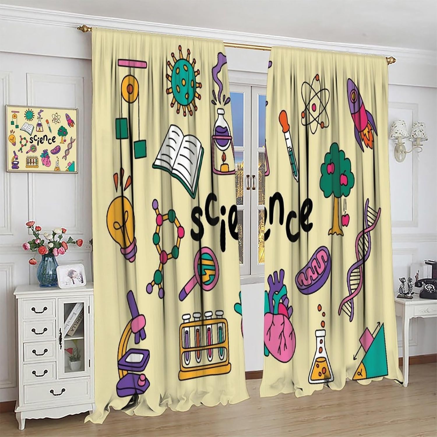 Science Theme Curtains 2pcs Ed - Science Nursery recension och pris